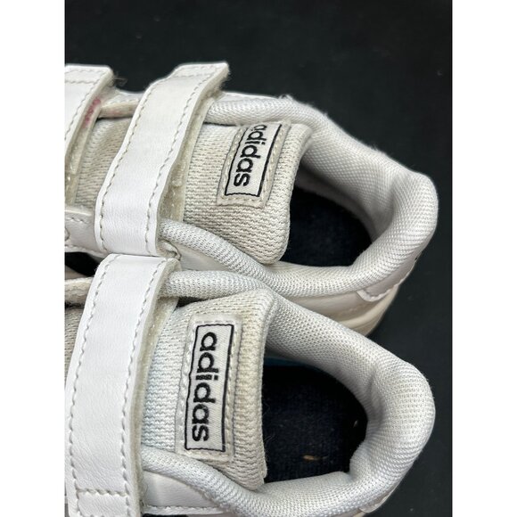 Adidas Kids White & Black Hook & Loop Sneakers Size 7K - Picture 5 of 7